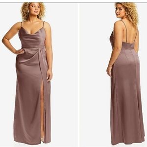 Dessy Collection Cowl-Neck Draped Wrap Maxi Dress W/Front Slit Sienna 12R